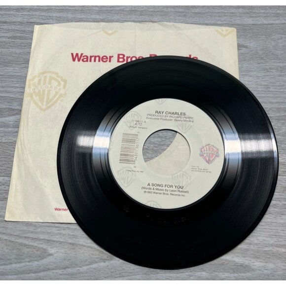 Ray Charles A Song For You / I Cant Get Enough 45 Vinyl 90s Soul Warner Bros - Picture 5 of 6